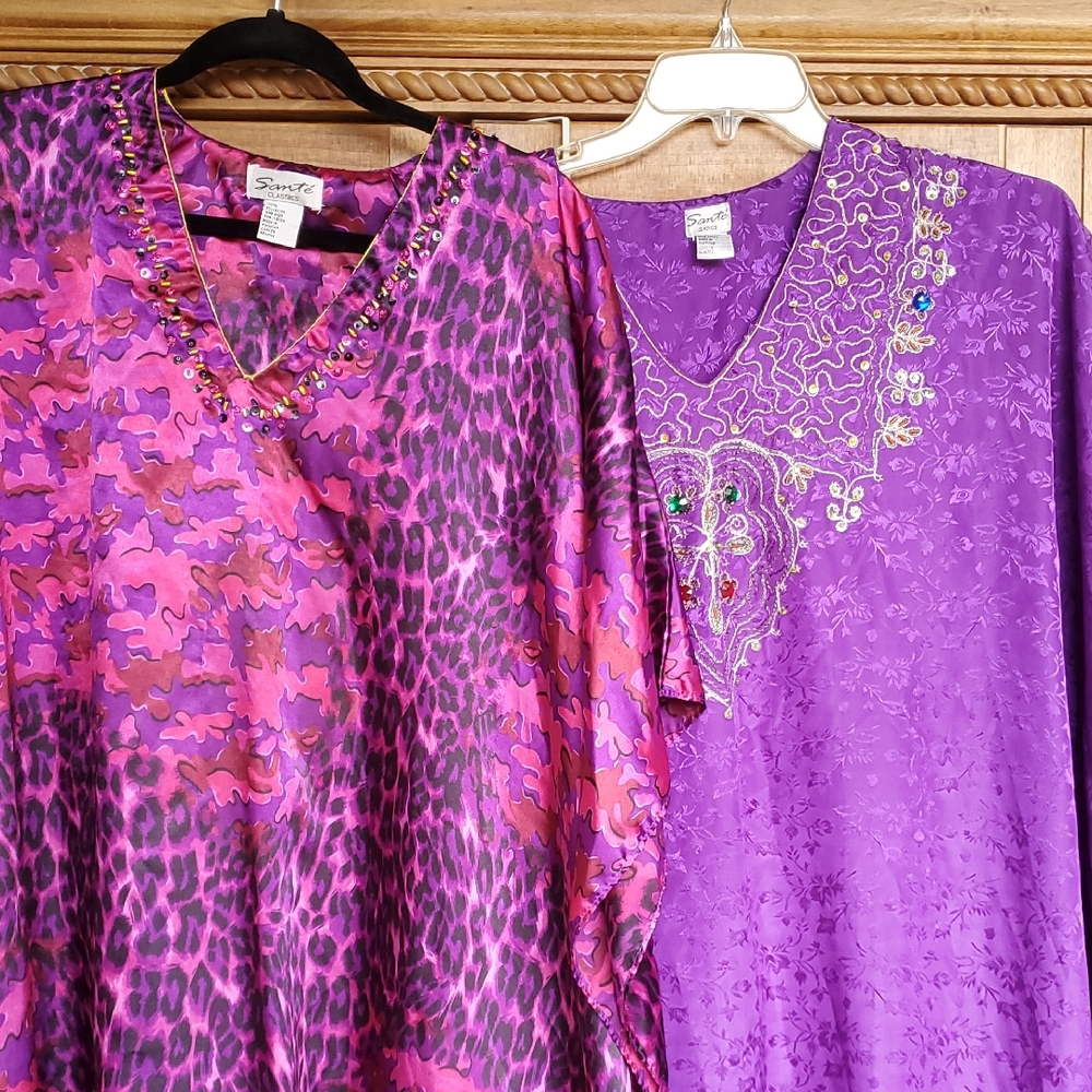 2 Caftans 1Purple and 1 Pink And Purple Women's  Full Length Generous Sizing